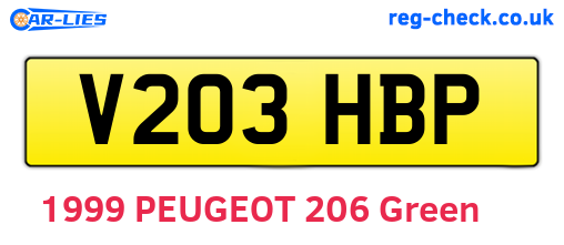 V203HBP are the vehicle registration plates.