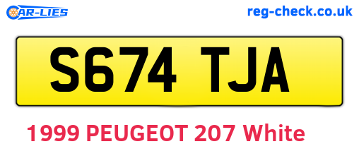 S674TJA are the vehicle registration plates.