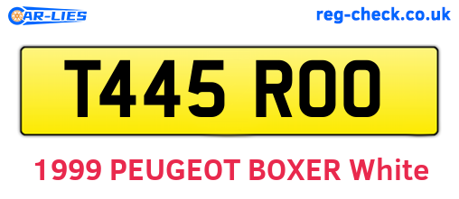 T445ROO are the vehicle registration plates.