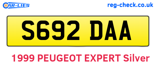 S692DAA are the vehicle registration plates.