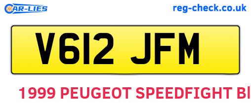 V612JFM are the vehicle registration plates.