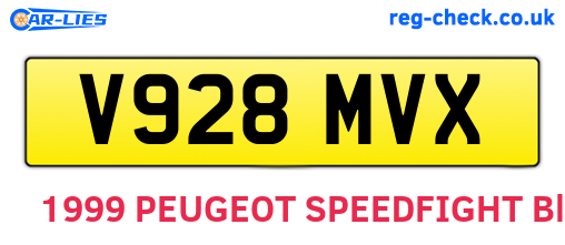V928MVX are the vehicle registration plates.