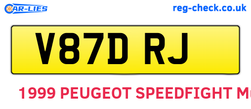 V87DRJ are the vehicle registration plates.