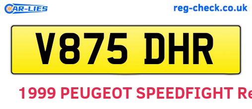 V875DHR are the vehicle registration plates.