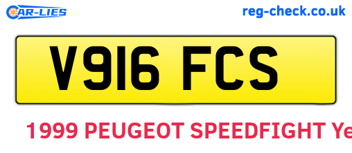 V916FCS are the vehicle registration plates.