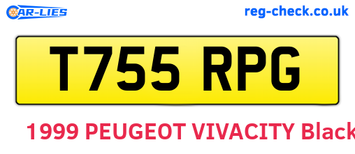 T755RPG are the vehicle registration plates.