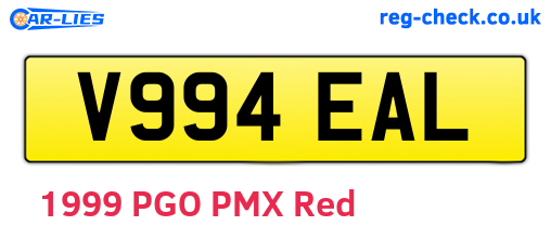 V994EAL are the vehicle registration plates.
