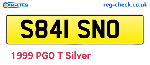 S841SNO are the vehicle registration plates.