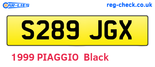 S289JGX are the vehicle registration plates.