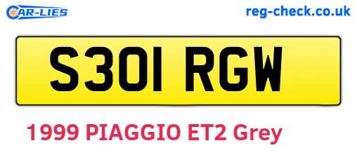S301RGW are the vehicle registration plates.