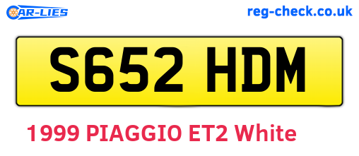 S652HDM are the vehicle registration plates.