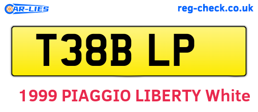 T38BLP are the vehicle registration plates.