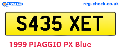 S435XET are the vehicle registration plates.