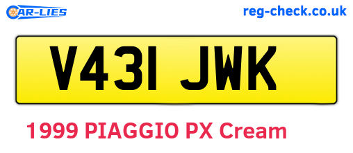 V431JWK are the vehicle registration plates.