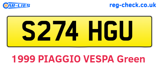 S274HGU are the vehicle registration plates.