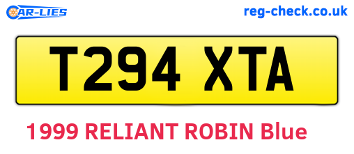 T294XTA are the vehicle registration plates.