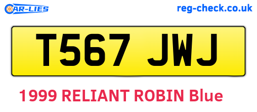 T567JWJ are the vehicle registration plates.