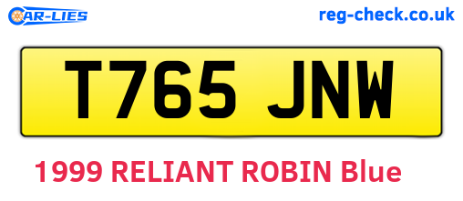 T765JNW are the vehicle registration plates.