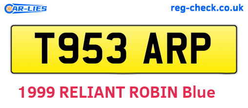 T953ARP are the vehicle registration plates.