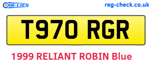 T970RGR are the vehicle registration plates.
