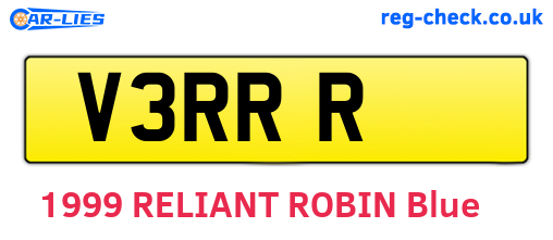 V3RRR are the vehicle registration plates.