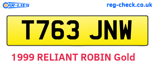 T763JNW are the vehicle registration plates.