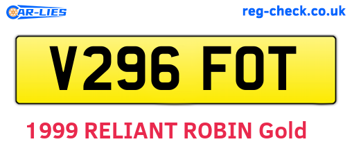 V296FOT are the vehicle registration plates.