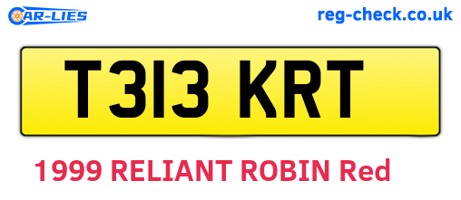 T313KRT are the vehicle registration plates.