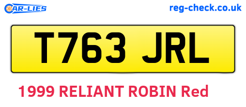 T763JRL are the vehicle registration plates.