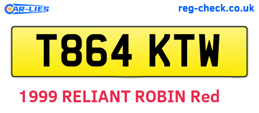 T864KTW are the vehicle registration plates.