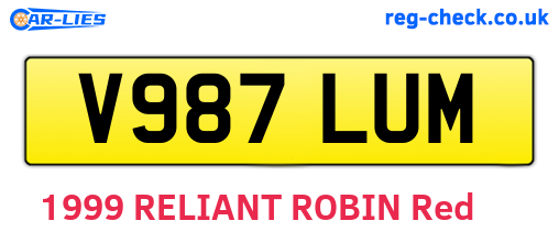 V987LUM are the vehicle registration plates.