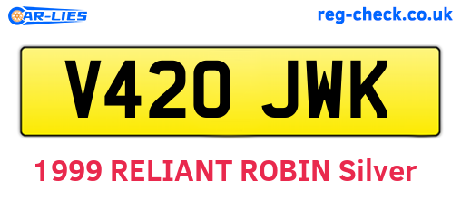 V420JWK are the vehicle registration plates.