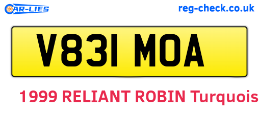 V831MOA are the vehicle registration plates.