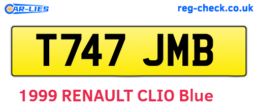 T747JMB are the vehicle registration plates.