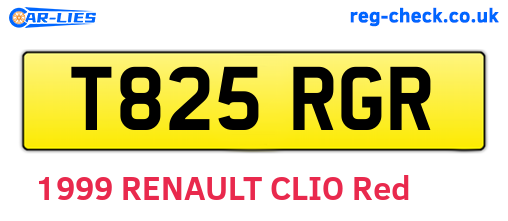 T825RGR are the vehicle registration plates.