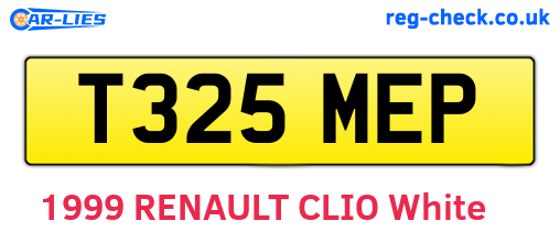 T325MEP are the vehicle registration plates.