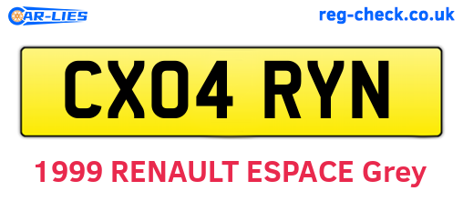 CX04RYN are the vehicle registration plates.