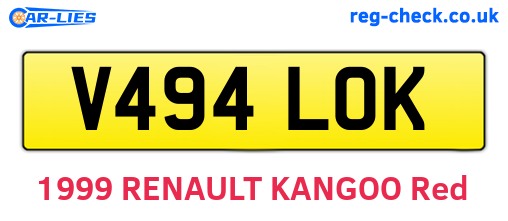 V494LOK are the vehicle registration plates.