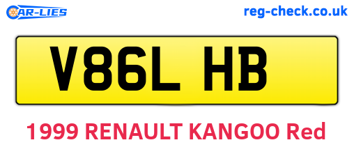 V86LHB are the vehicle registration plates.