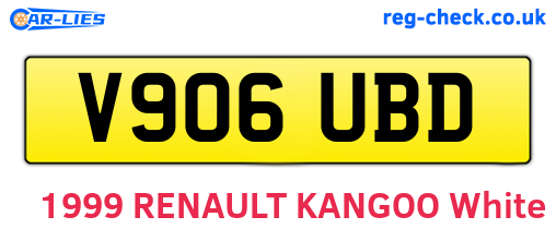 V906UBD are the vehicle registration plates.
