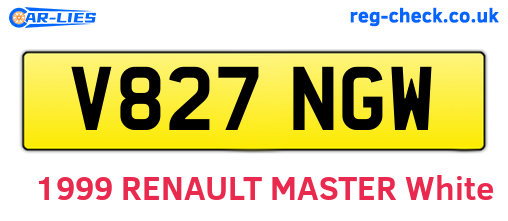 V827NGW are the vehicle registration plates.