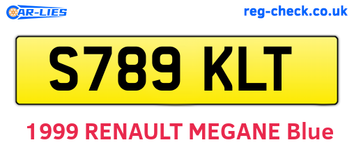 S789KLT are the vehicle registration plates.