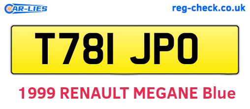 T781JPO are the vehicle registration plates.