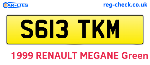 S613TKM are the vehicle registration plates.