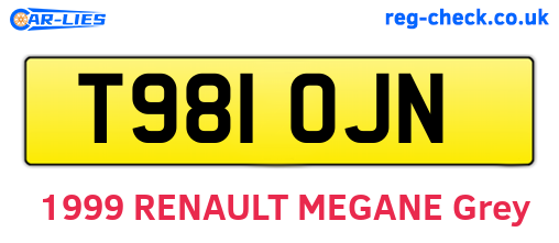 T981OJN are the vehicle registration plates.