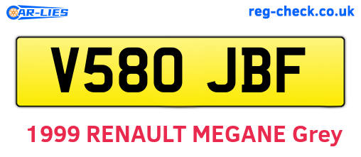 V580JBF are the vehicle registration plates.