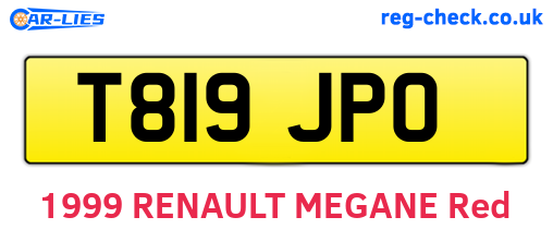 T819JPO are the vehicle registration plates.