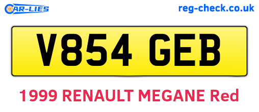 V854GEB are the vehicle registration plates.