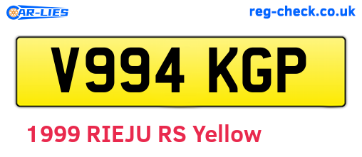 V994KGP are the vehicle registration plates.