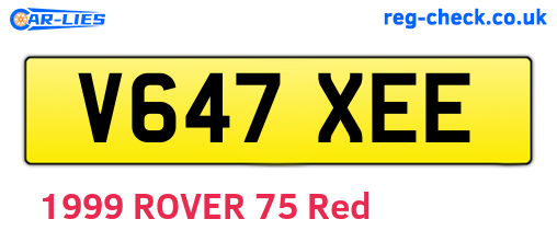 V647XEE are the vehicle registration plates.